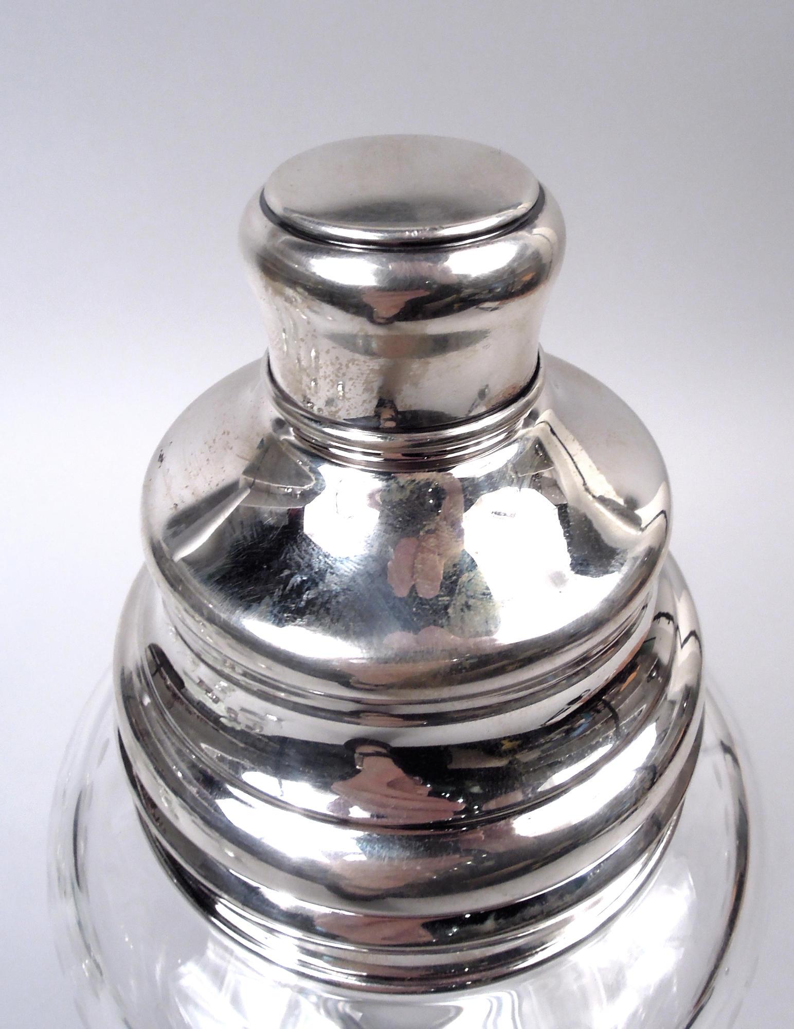 Große Hawkes Sterling Silber & Glas Duck Cocktail Shaker & Tassen (Moderne) im Angebot
