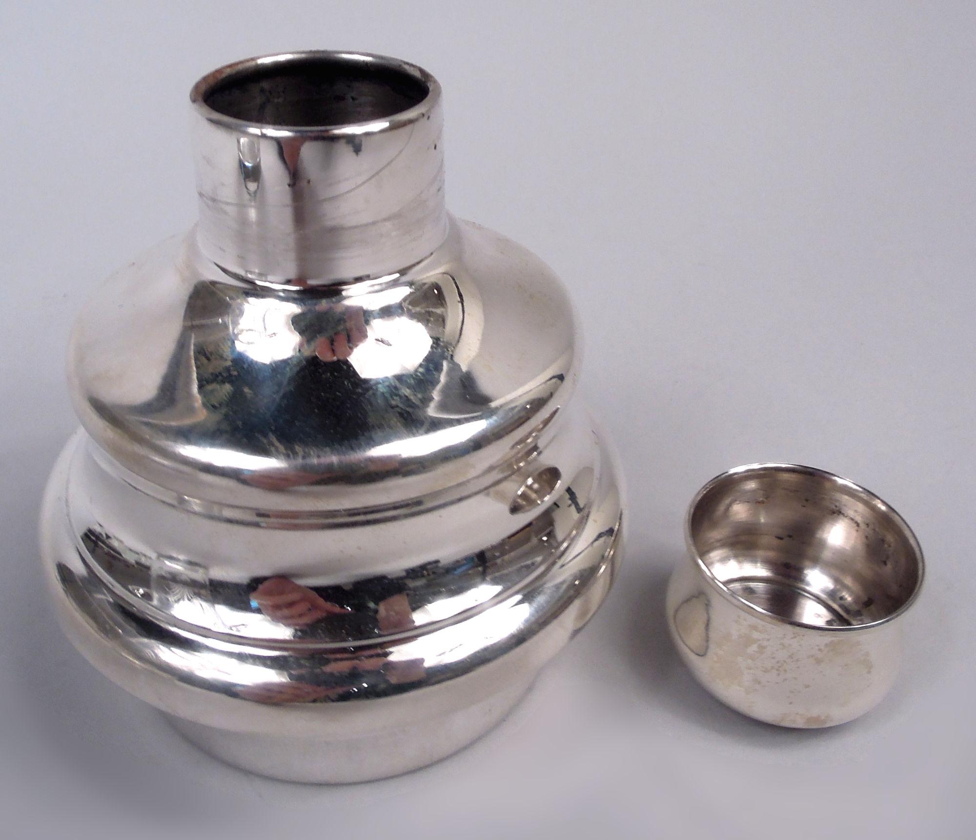 Große Hawkes Sterling Silber & Glas Duck Cocktail Shaker & Tassen (amerikanisch) im Angebot