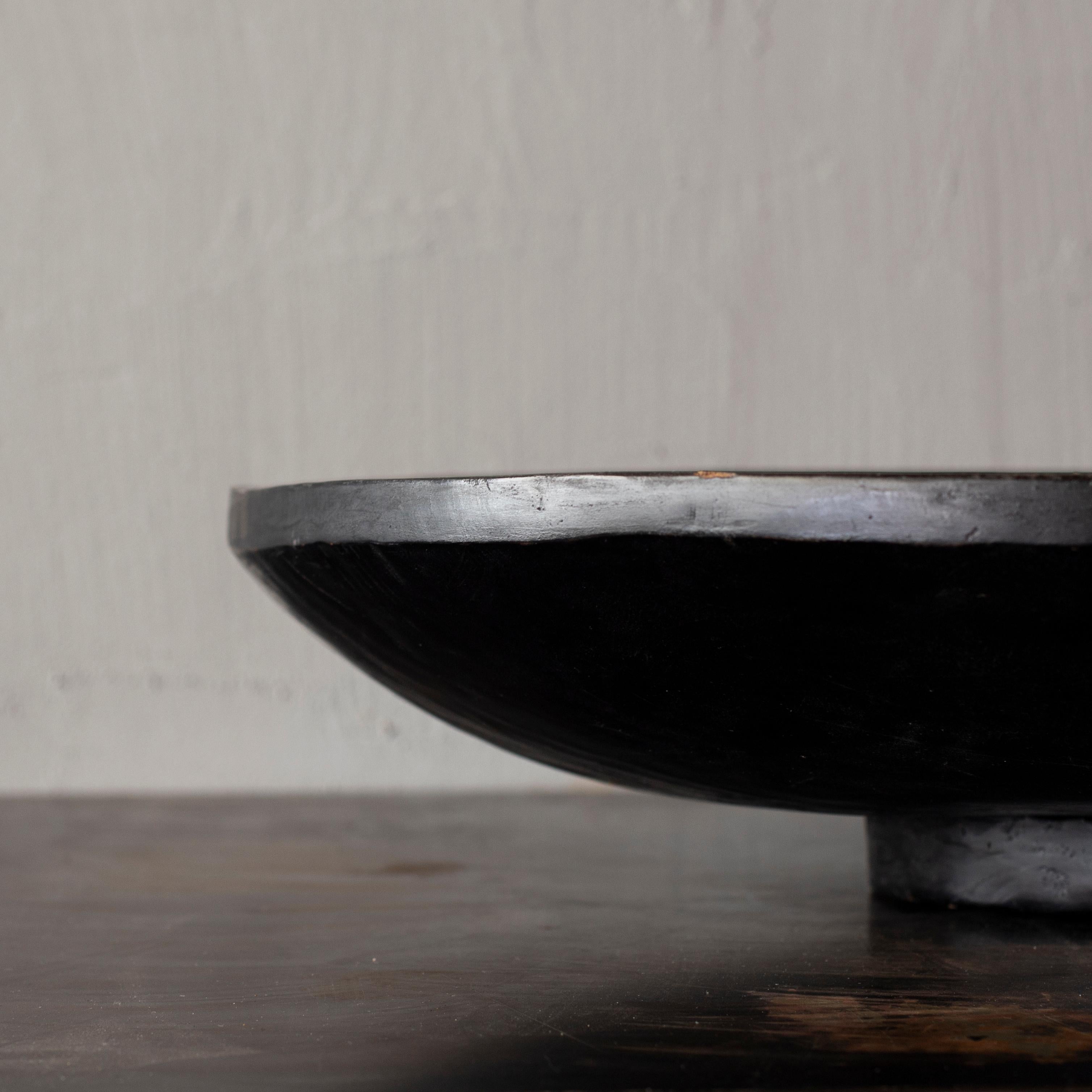 Indonesian Large Hand-Curved Wooden Bowl