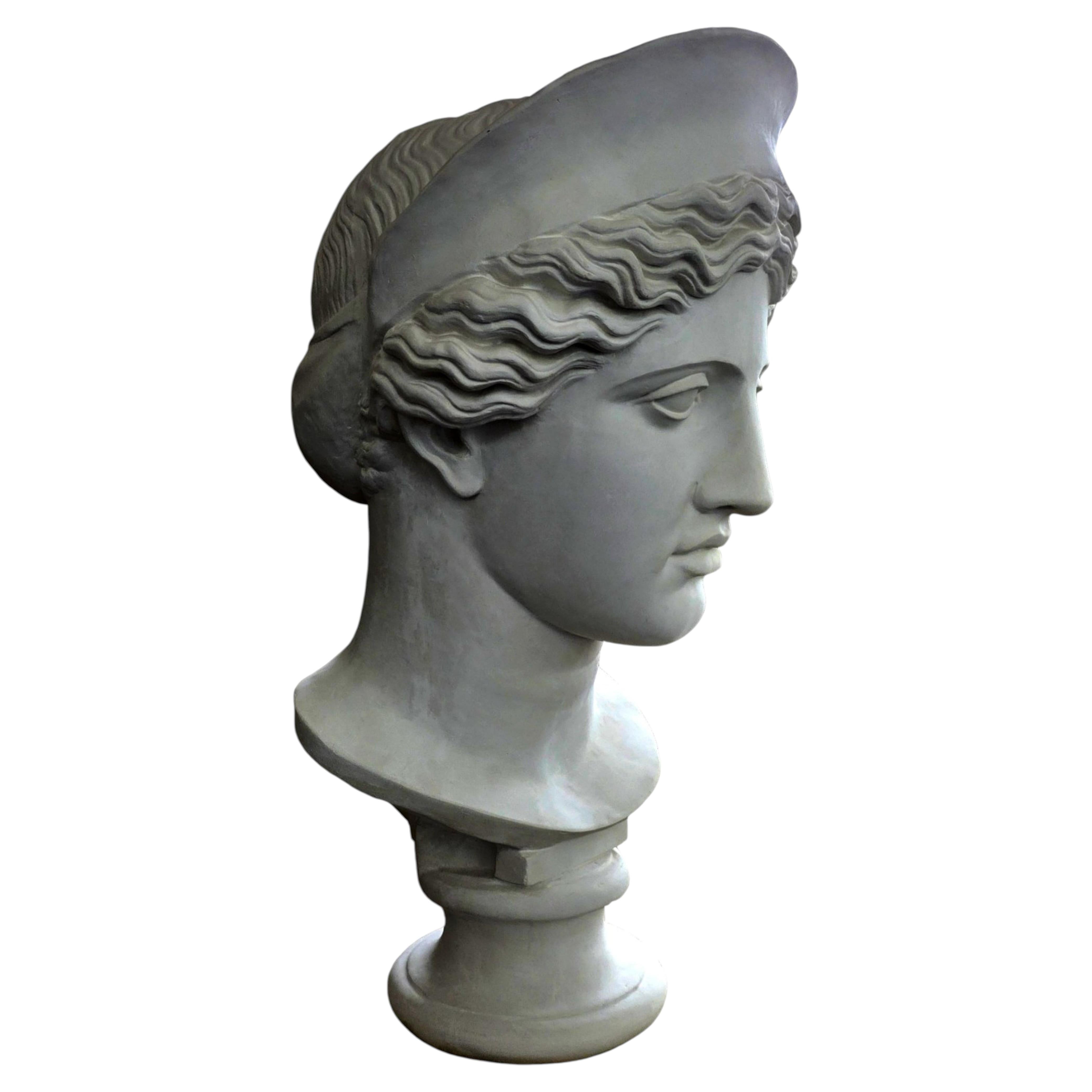 LARGE HEAD OF JUNO BARBERINI, 2ND CENTURY AD - PLASTER H: 72cm For Sale