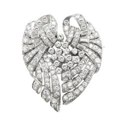 Large Heart Platinum Brooch (Double clip Brooch) Vintage Old Cut Diamonds
