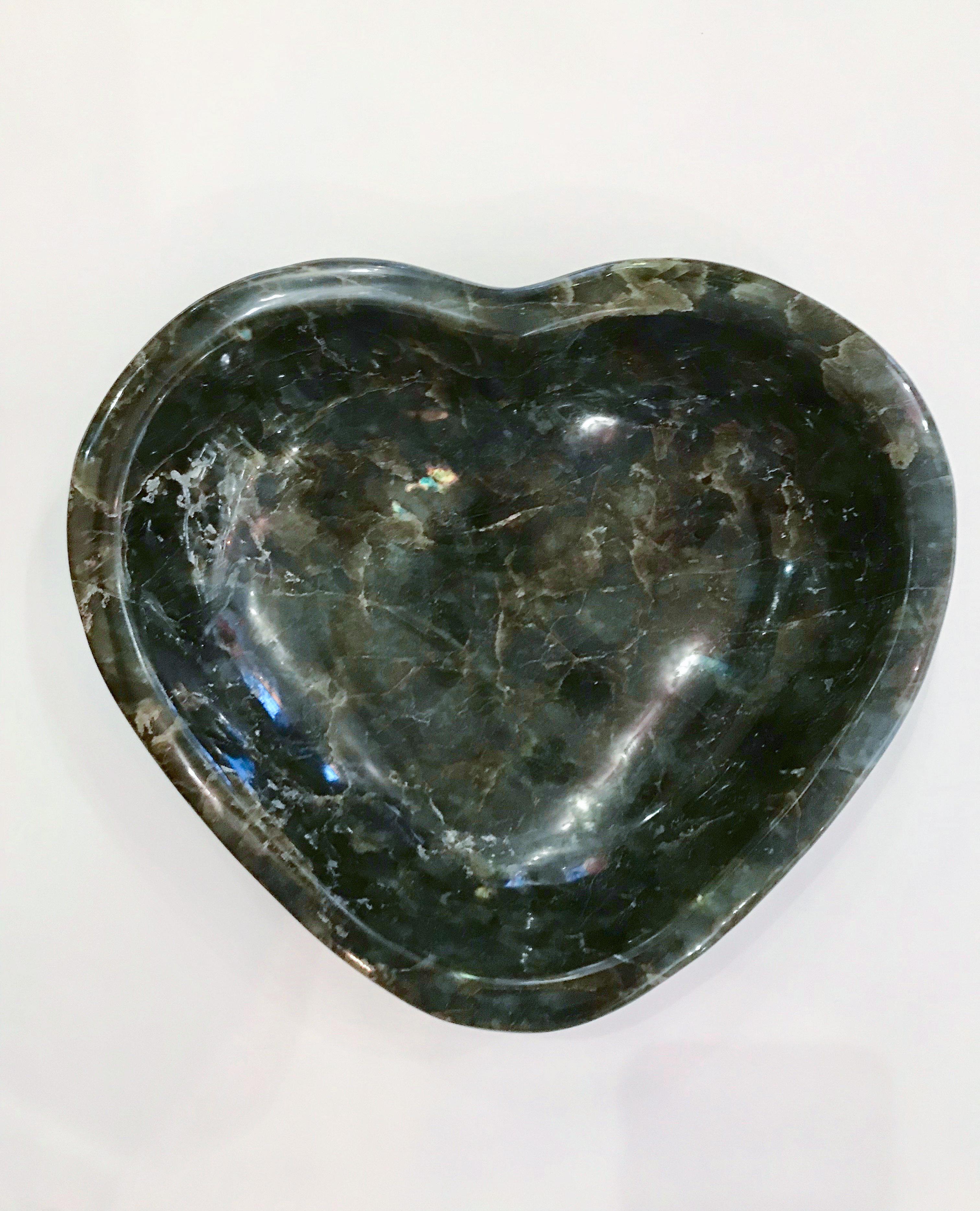 Large Heart Shaped Labradorite Vide-Poche In Excellent Condition In New York, NY