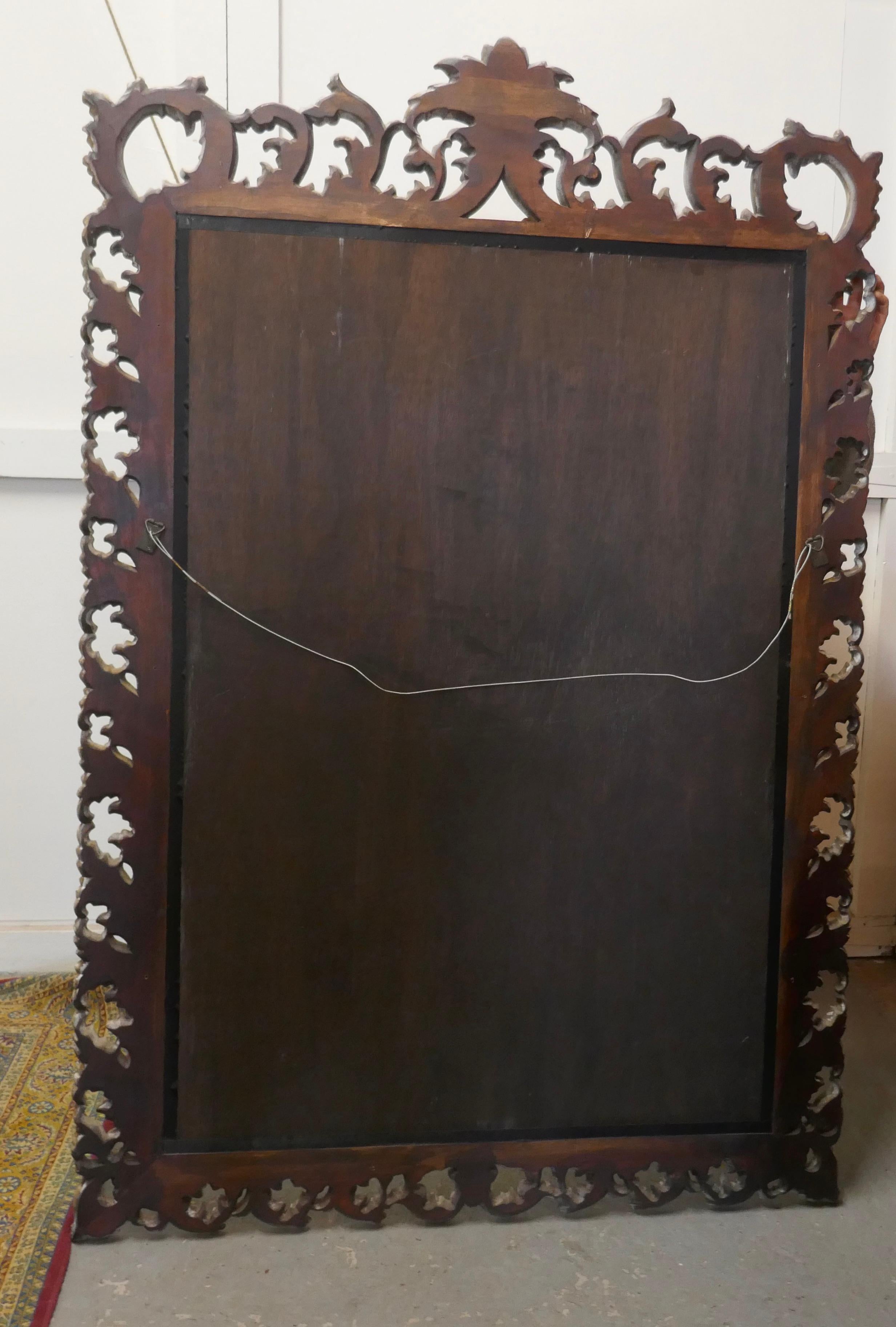 Large Heavily Carved Fruitwood Distressed Paint Mirror 4