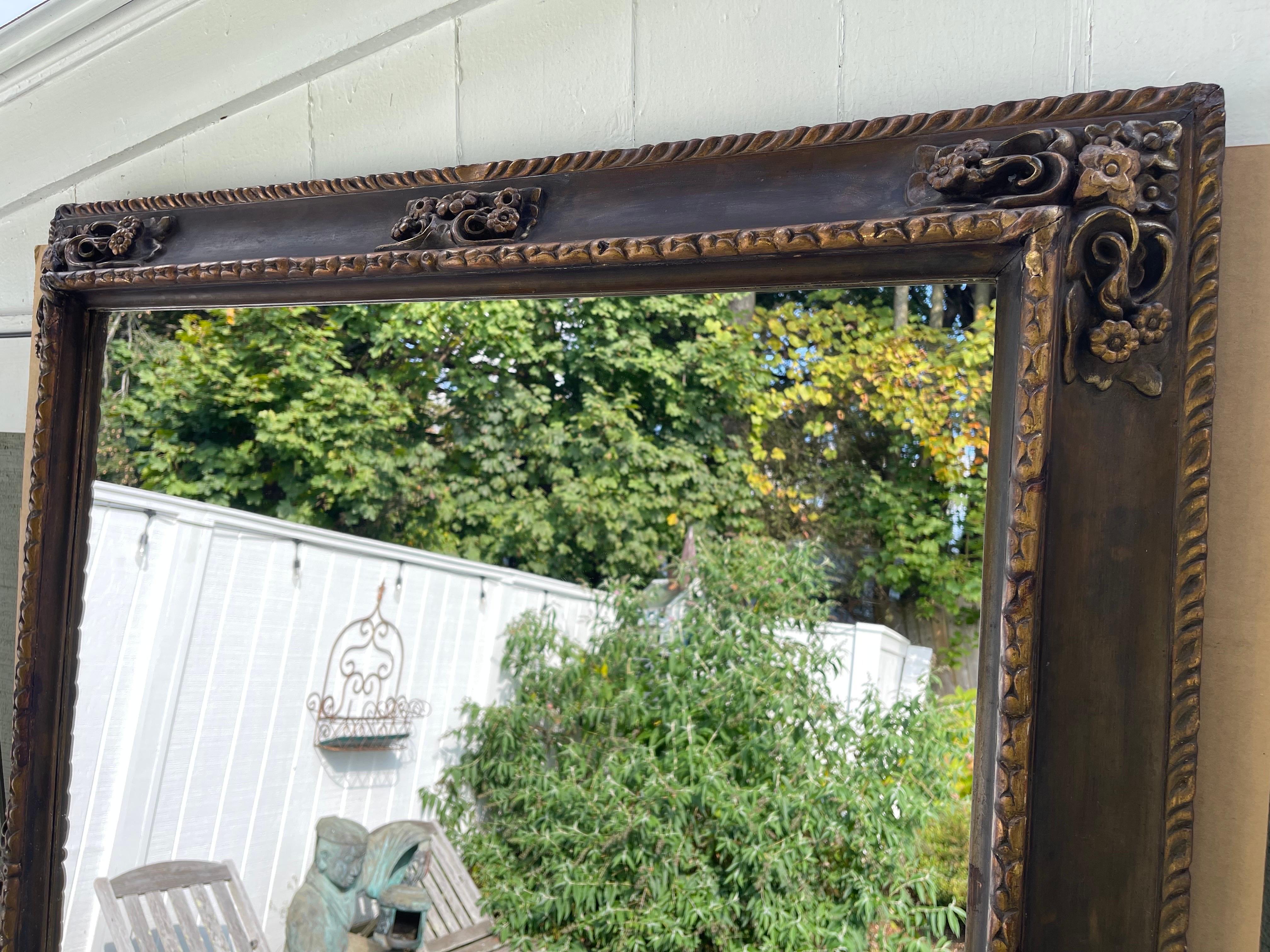 Large Heavily Carved Gesso Mirror For Sale 11