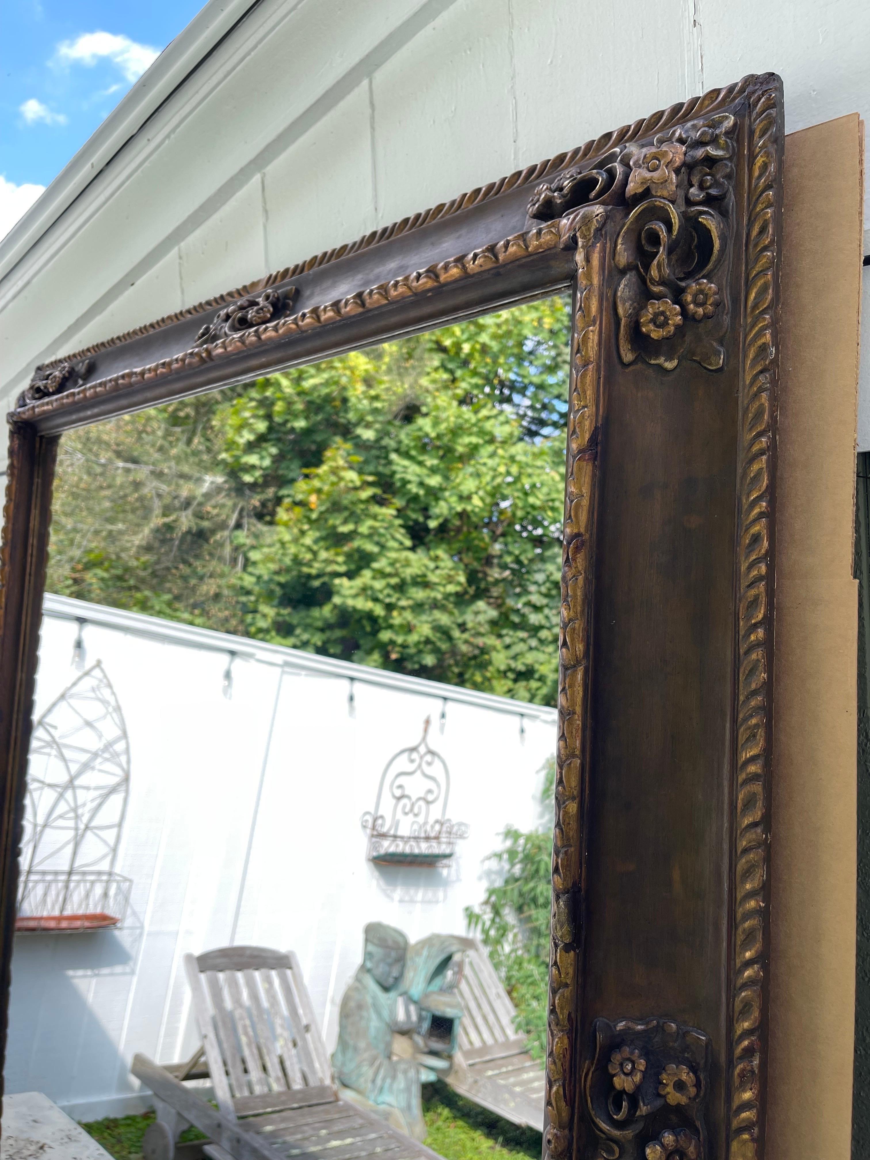 Large Heavily Carved Gesso Mirror For Sale 13