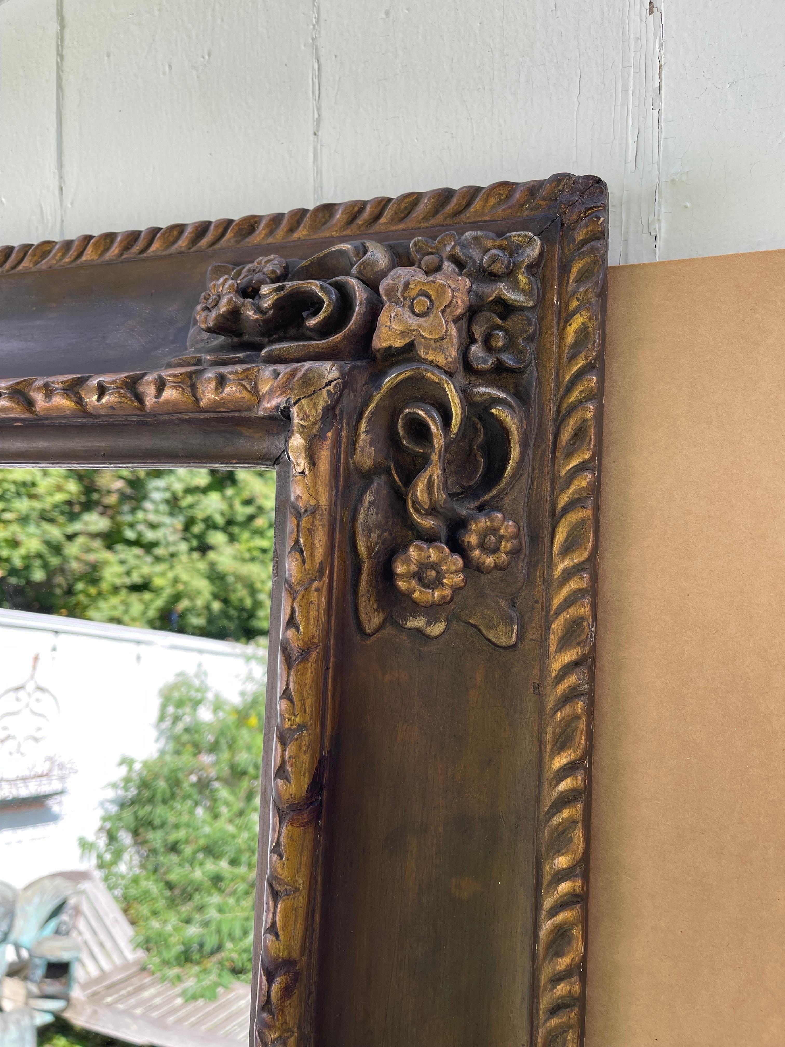 Large Heavily Carved Gesso Mirror For Sale 3