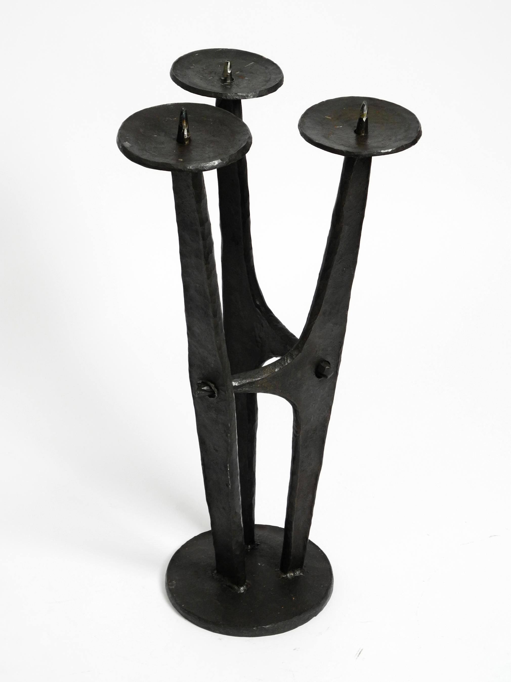 Mid-Century Modern Large, heavy 50s floor candle holder made of wrought iron in Mid Century design For Sale