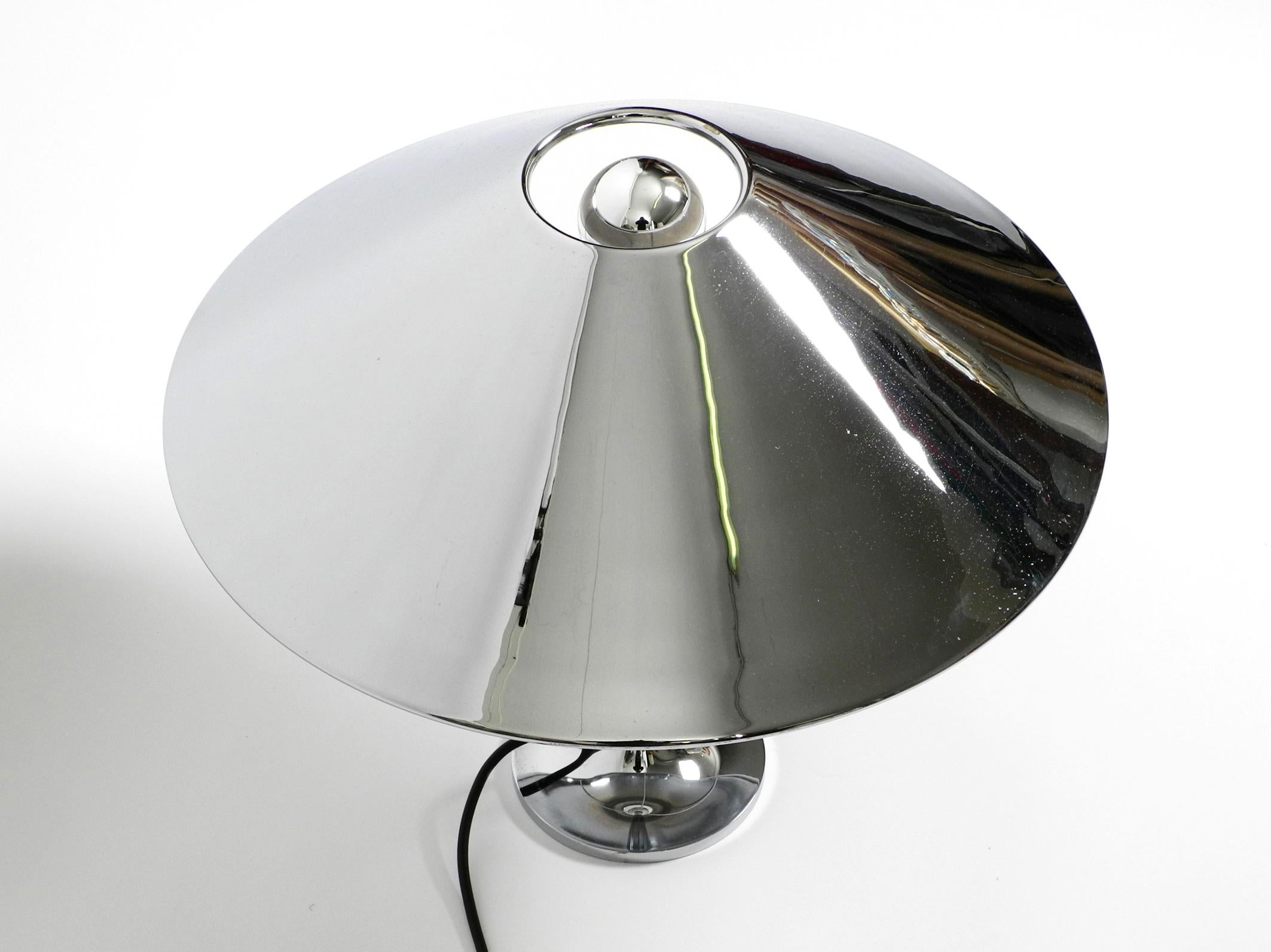 Large, Heavy 70s Metal Chrome Table Lamp with a Metal Shade in a Classic Design 9