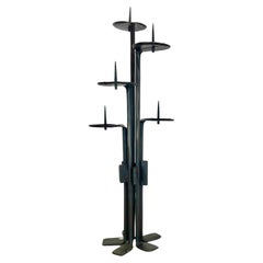 Grand bougeoir lourd de 78 cm en bronze brutaliste Manfred Bergmeister, Allemagne 1970