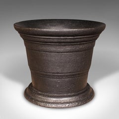 Large, Heavy Antique Industrial Mortar, English Cast Iron Fireside Bin, Georgian