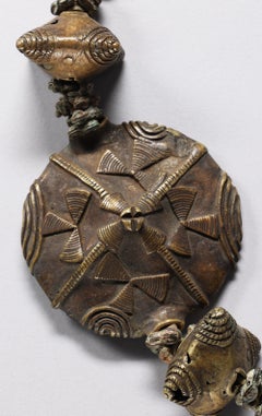 Large Heavy Ashanti Akan Cast Brass Necklace with Circular Pendants Ghana Africa