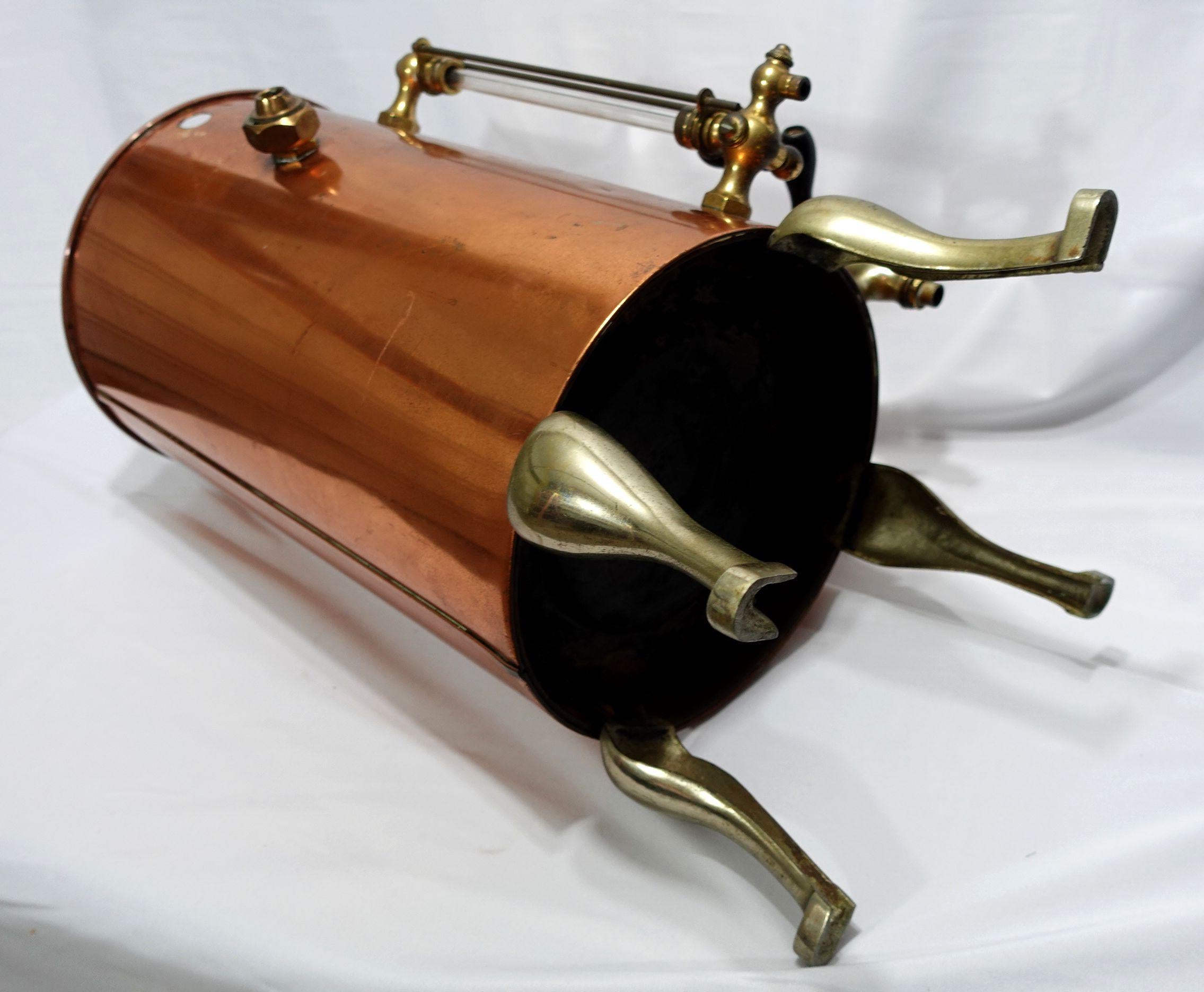 Antiquités 1900 - Urne à eau chaude/café en laiton et cuivre, grande et lourde, avec étiquette en laiton en vente 10