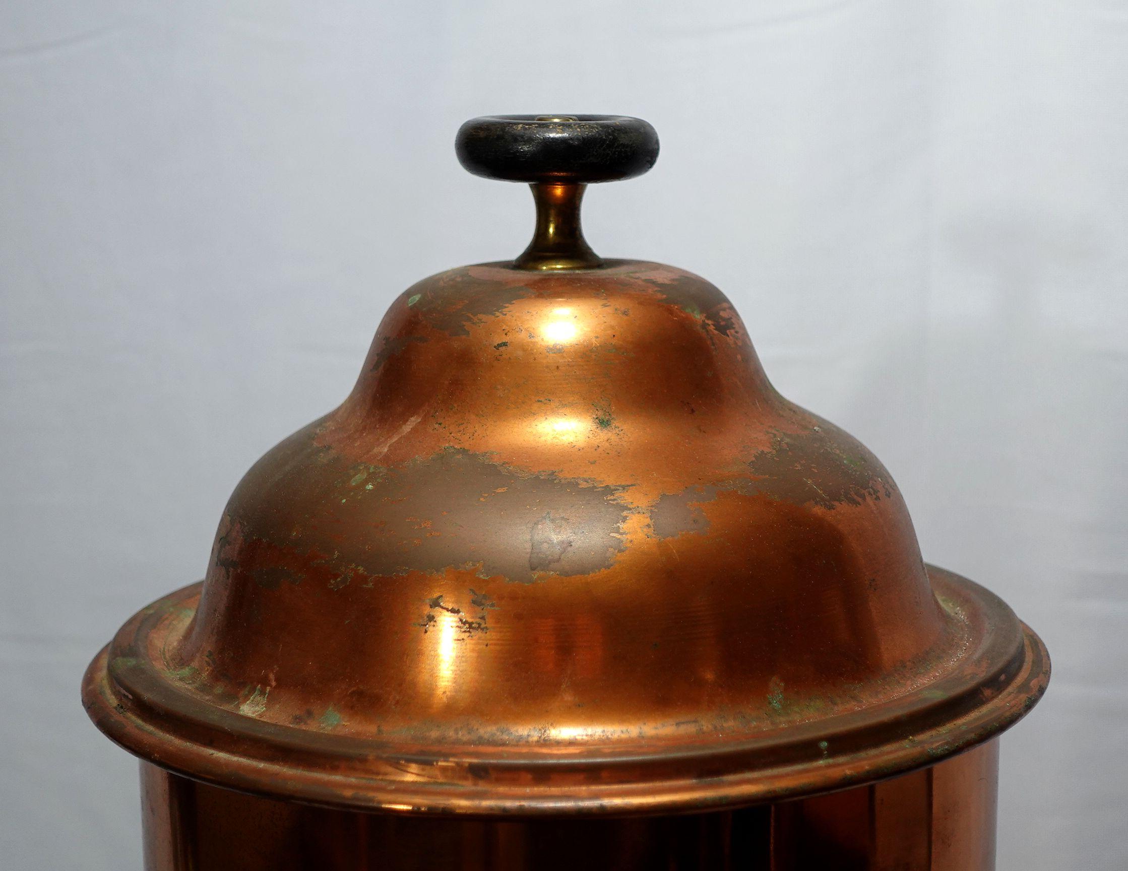 English Antique 1900s Large & Heavy Brass & Copper Hot Water/Coffee Urn, W/ Brass Label For Sale
