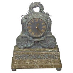 Large Heavy Bronze and Marble French Mantle Clock, circa 1900 Large Heavy Bronze and Marble French Mantle Clock, circa 1900