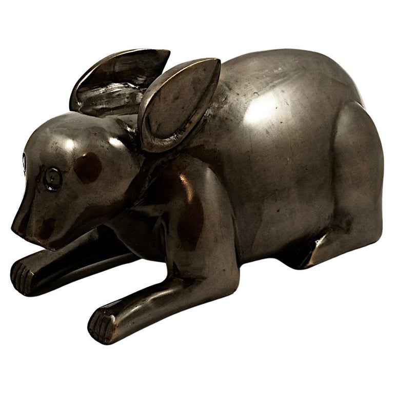 Large Heavy Bronze Rabbit Statue For Sale at 1stDibs