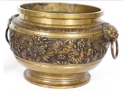 Large Heavy Chinese Cast Gilt Bronze Planter