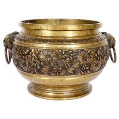 Grande jardinière chinoise en bronze doré
