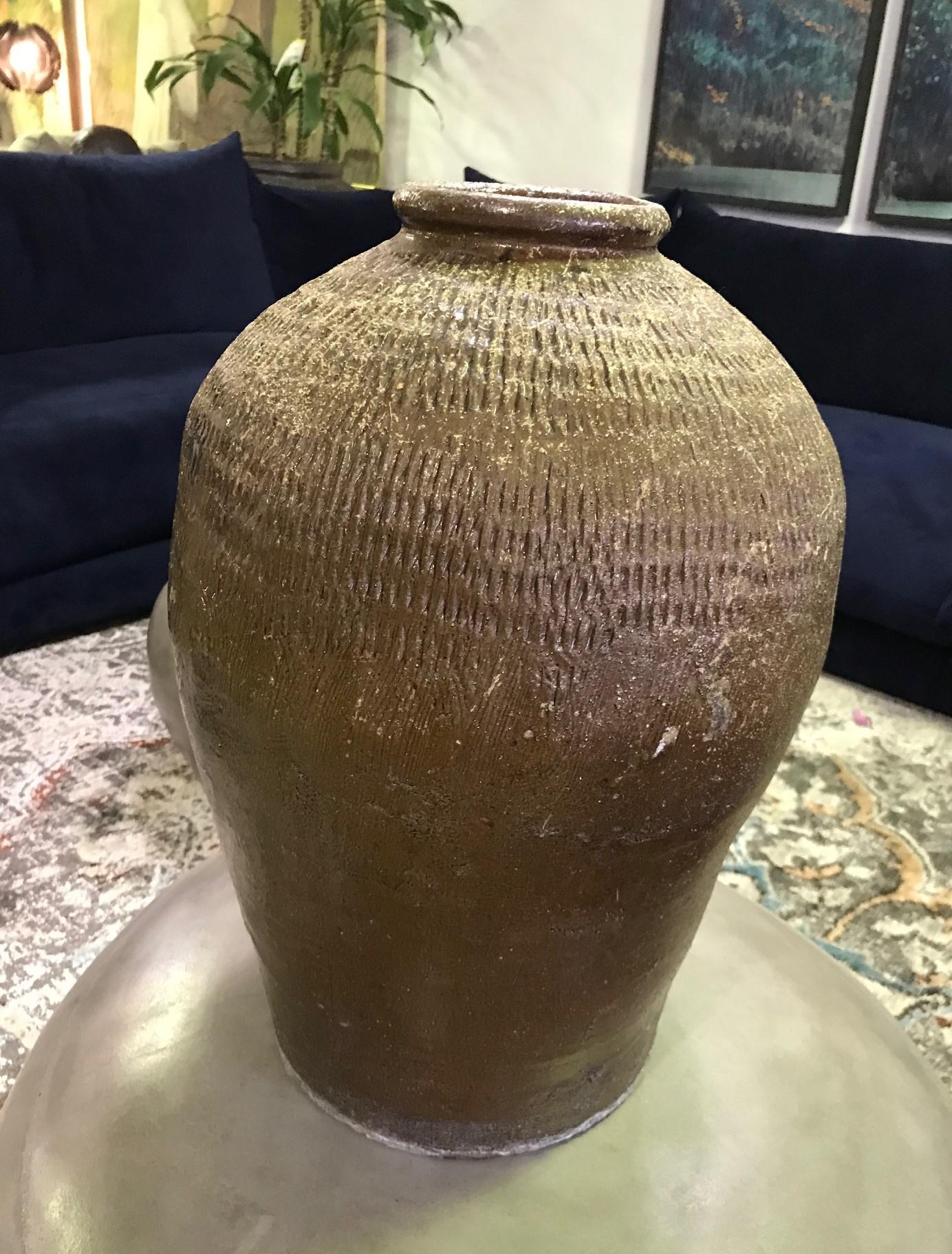 20th Century Large Heavy Earthenware Pottery Vase Pot Jar