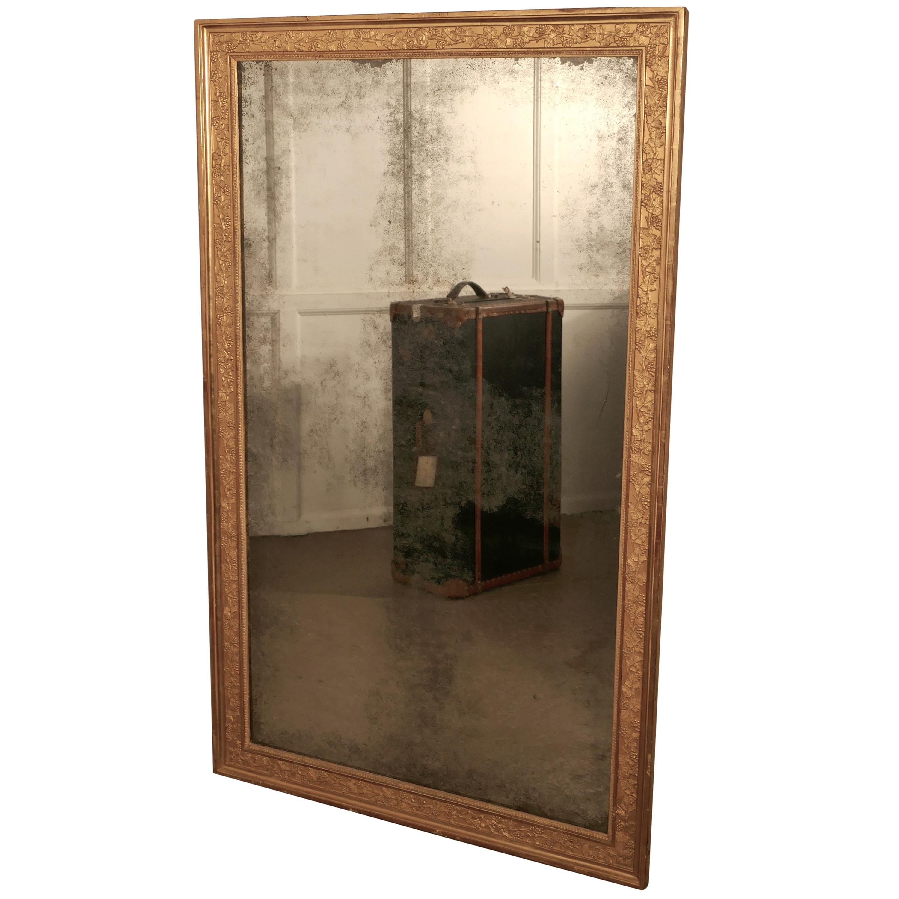 Large Heavy French Gold Shabby Wall Mirror