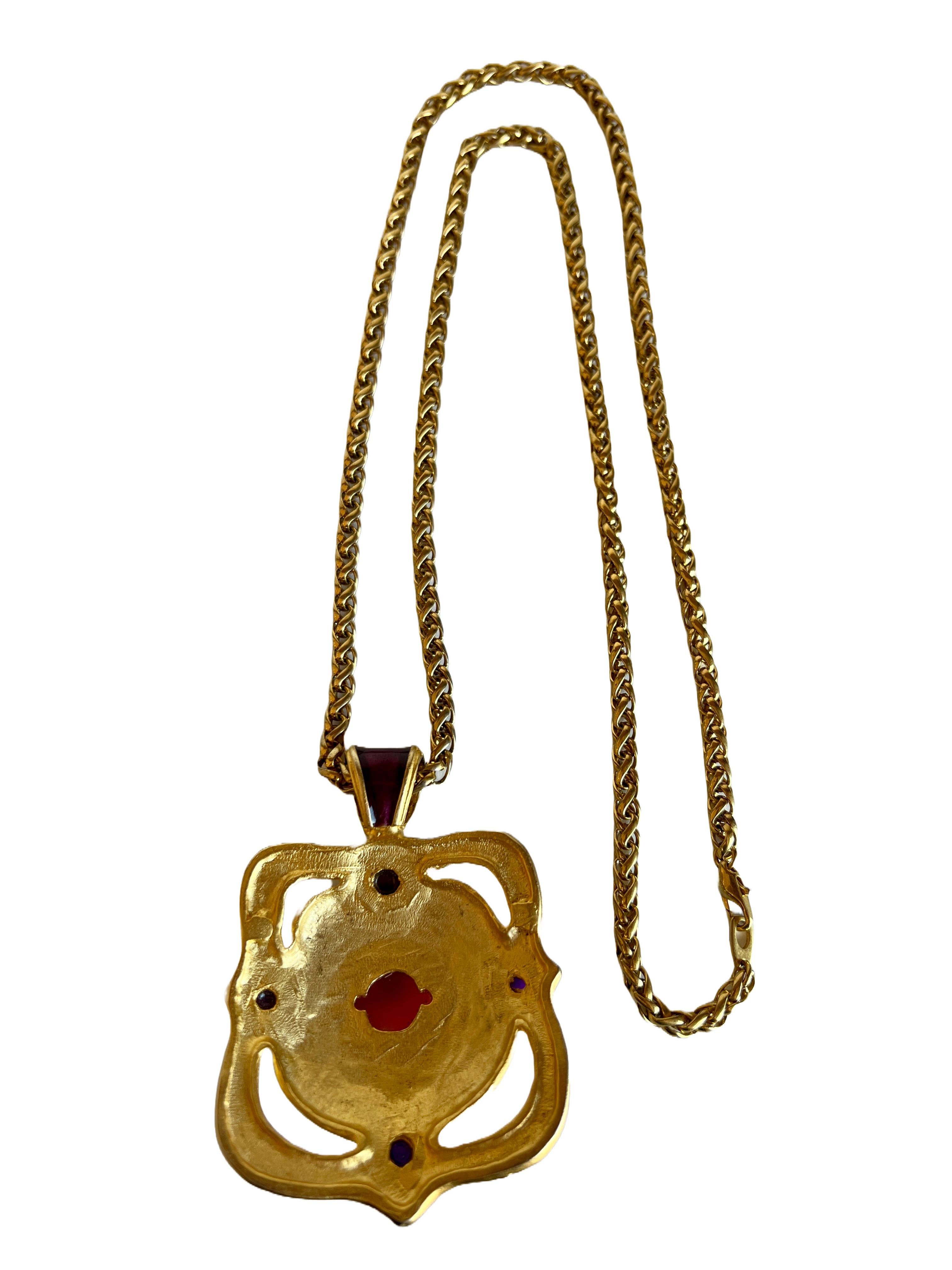 Large Heavy Gem Cabochon Enamel Franco Chain Choker Necklace Carnelian Malachite For Sale 4