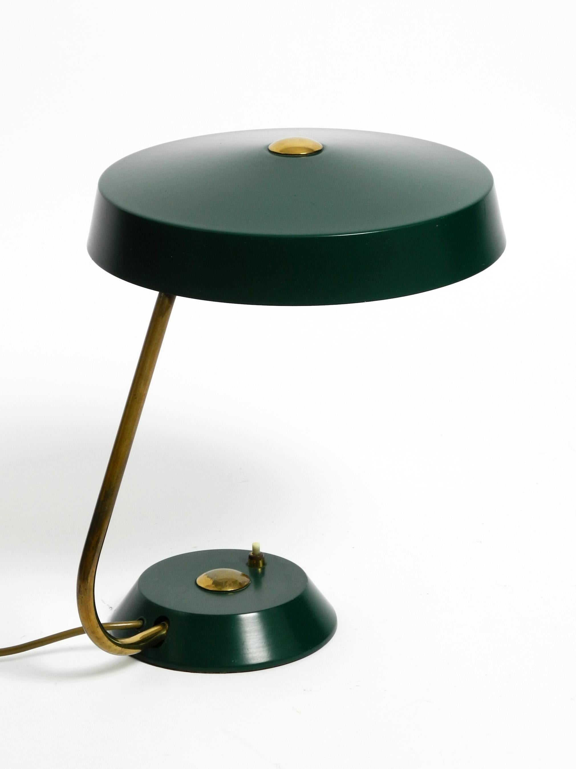 Mid-20th Century Large heavy Mid Century metal table lamp in British Green in dreamlike condition For Sale