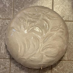 Large Heavy Mid Century Modern Murano Ice Glass Flush Mount, 1960s