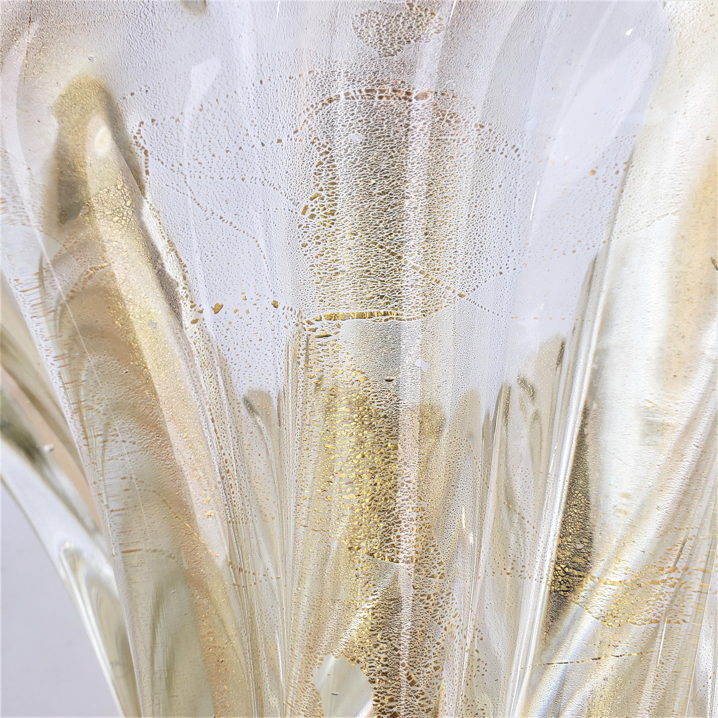 Large & Heavy Mid-Century Modern Murano Swirled Art Glass Vase with Aventurine For Sale 4