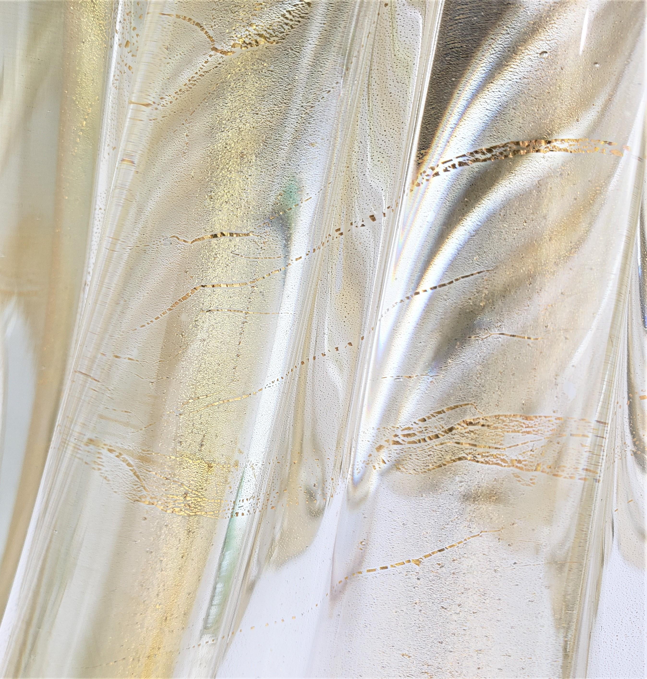 Large & Heavy Mid-Century Modern Murano Swirled Art Glass Vase with Aventurine For Sale 5