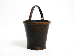 Large heavy Mid Century Modern waste or paper basket made of thick strong cowhid
