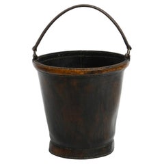 Large heavy Mid Century Modern waste or paper basket made of thick strong cowhid