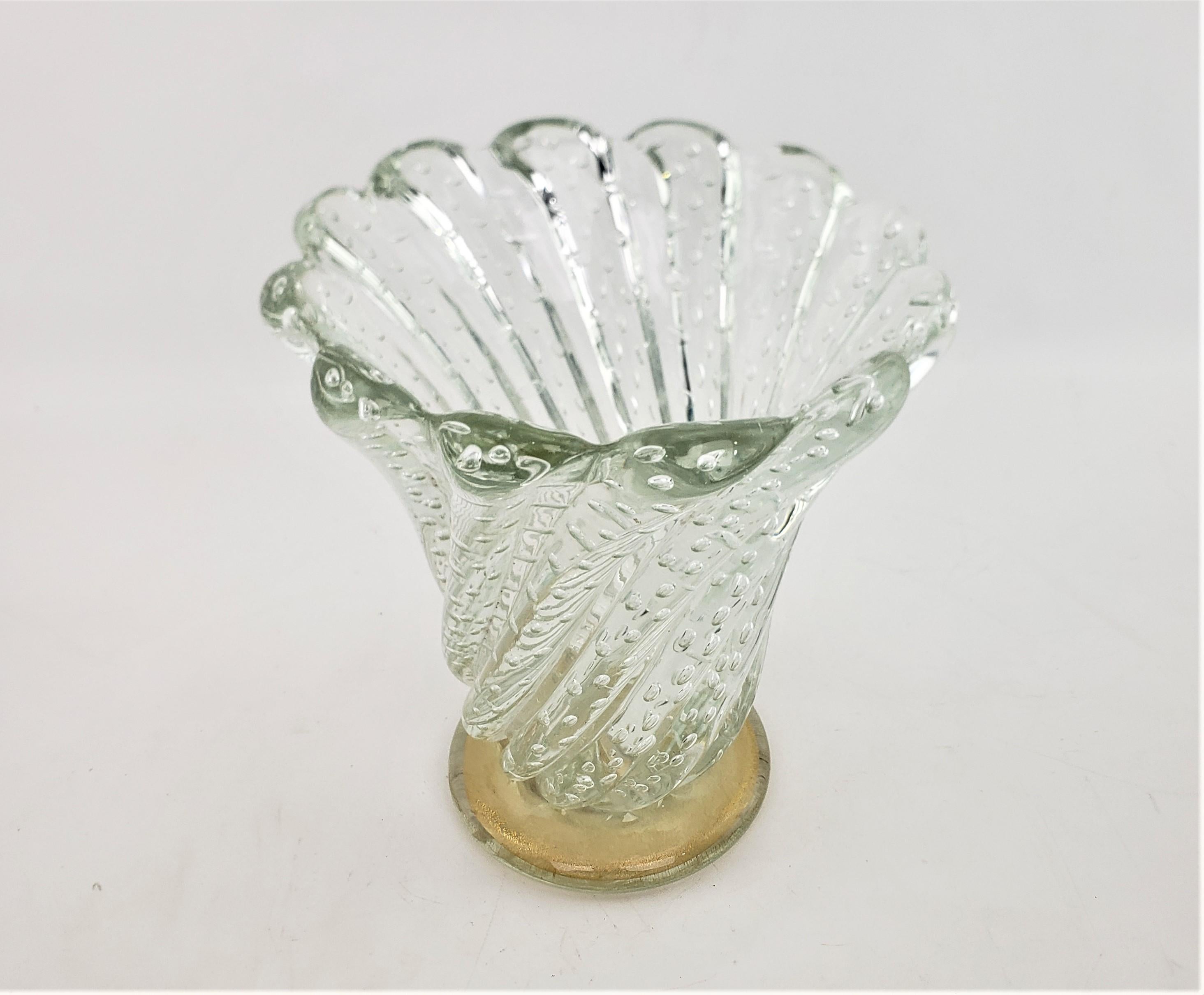 Large & Heavy Mid-Century Murano Swirled Art Glass Vase with Controlled Bubbles For Sale 1