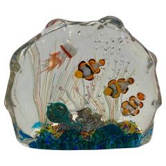 Large, Heavy Murano Aquarium Sculpture Signed by M. Bortolotto & C.S. Friso