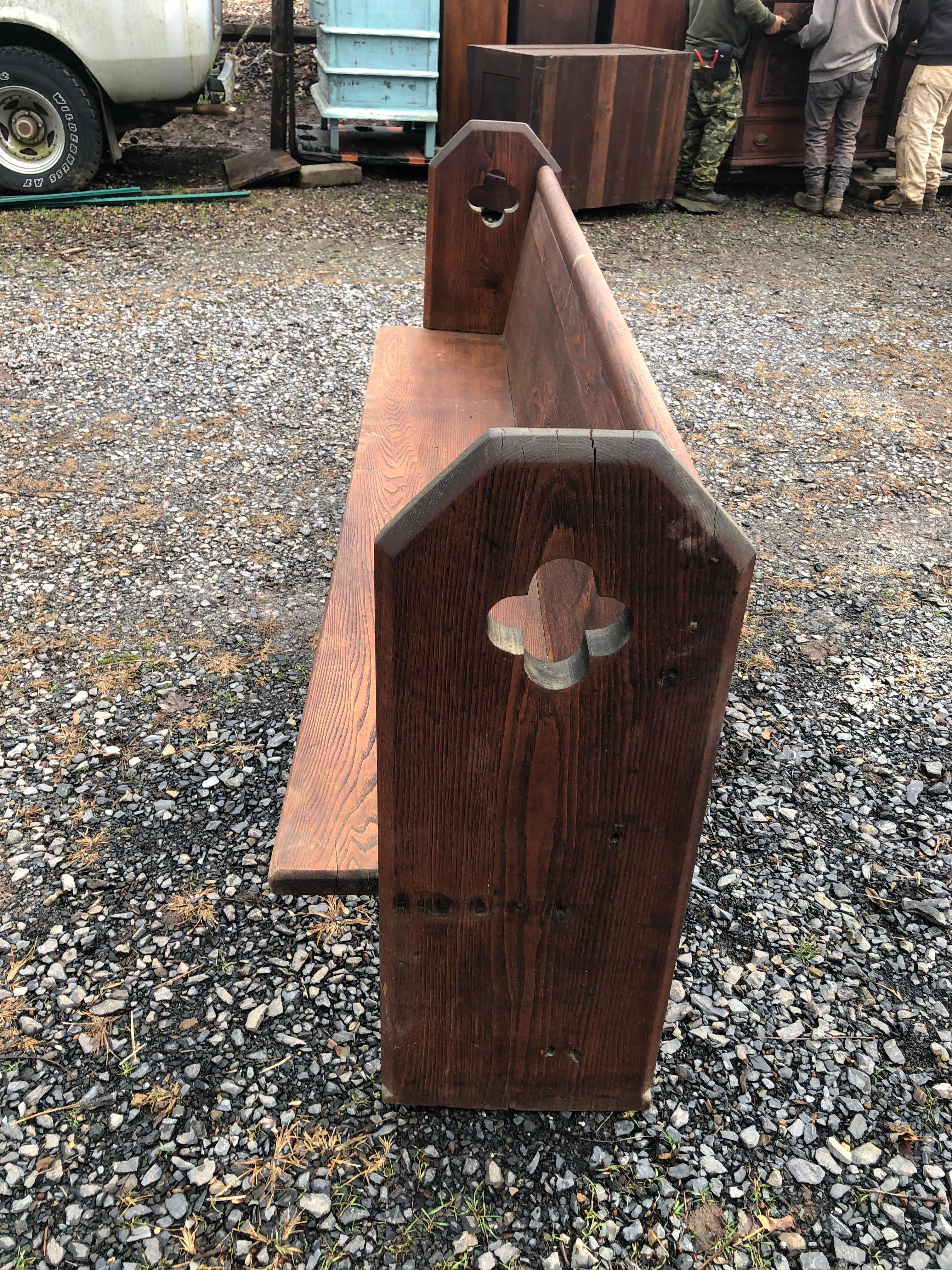 Large Heavy Oak Vintage Church Pew Bench For Sale 2