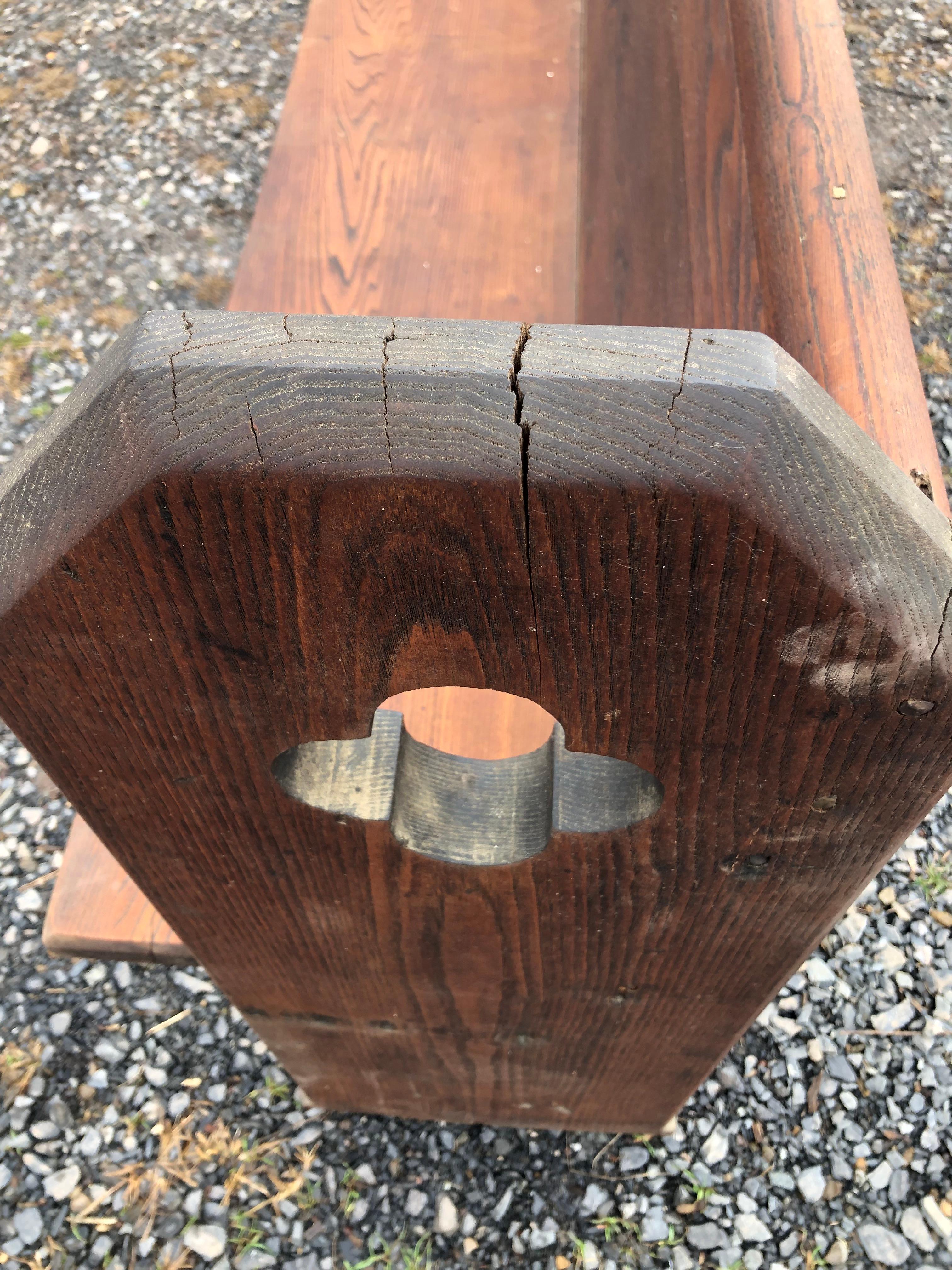 Large Heavy Oak Vintage Church Pew Bench 5