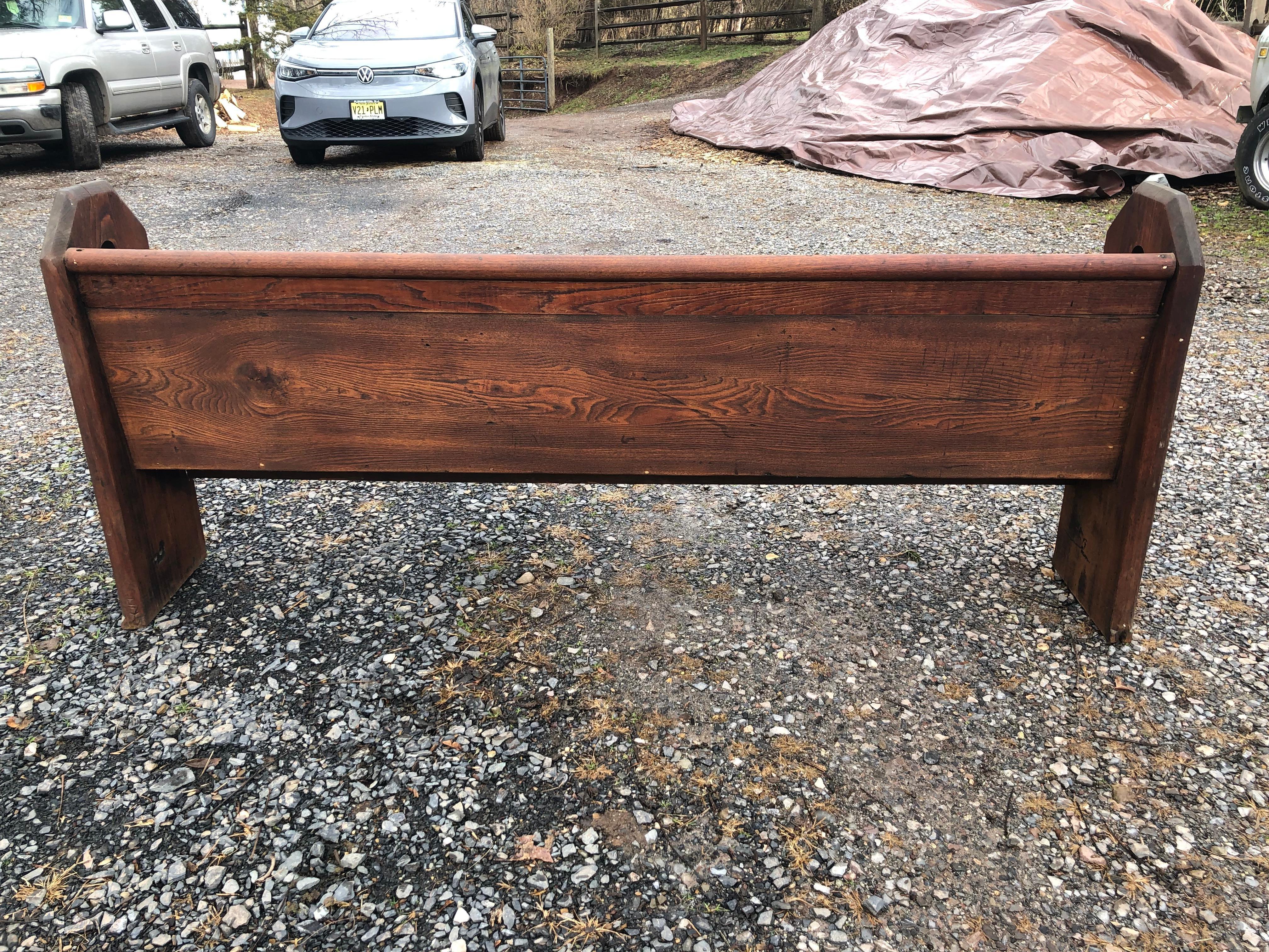 Mid-20th Century Large Heavy Oak Vintage Church Pew Bench For Sale