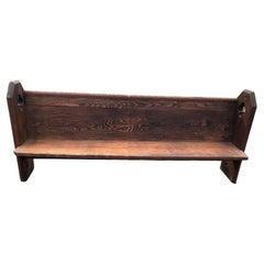 Large Heavy Oak Retro Church Pew Bench