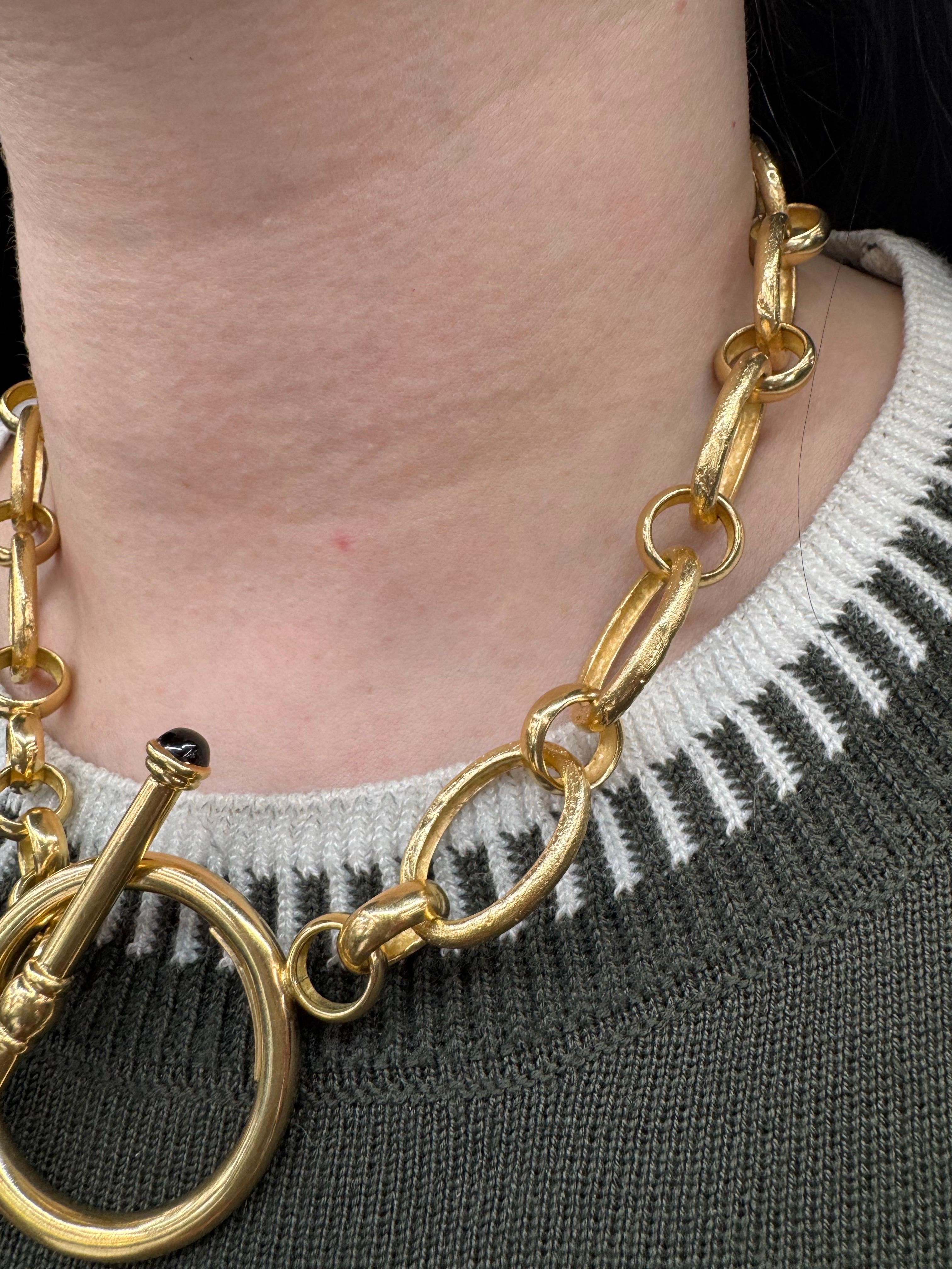Contemporain Collier à bascule à maillons ovales 123.3 Grammes Or jaune 18 carats 18.5