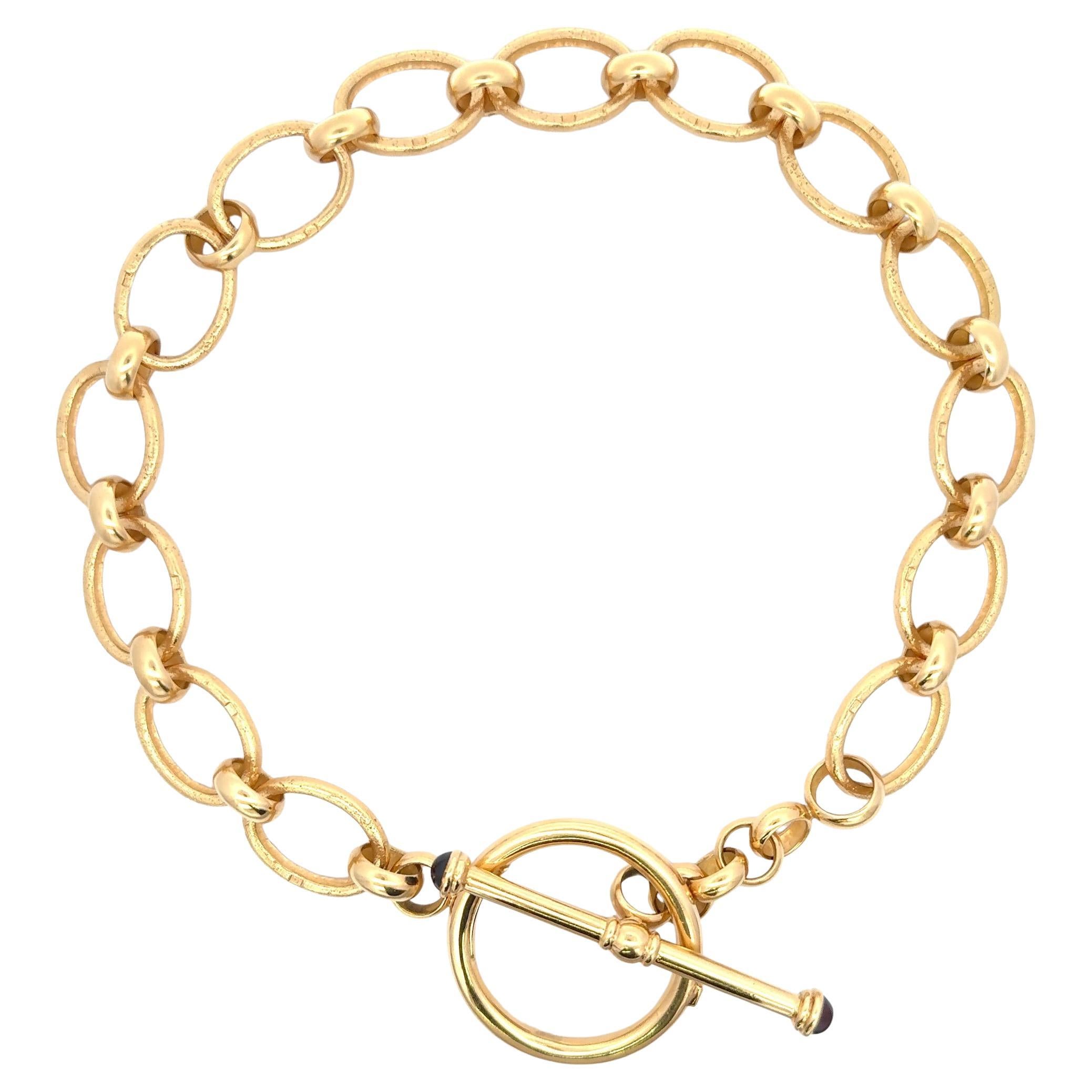 Große schwere ovale Link Toggle Halskette 123,3 Gramm 18 Karat Gelbgold 18,5"
