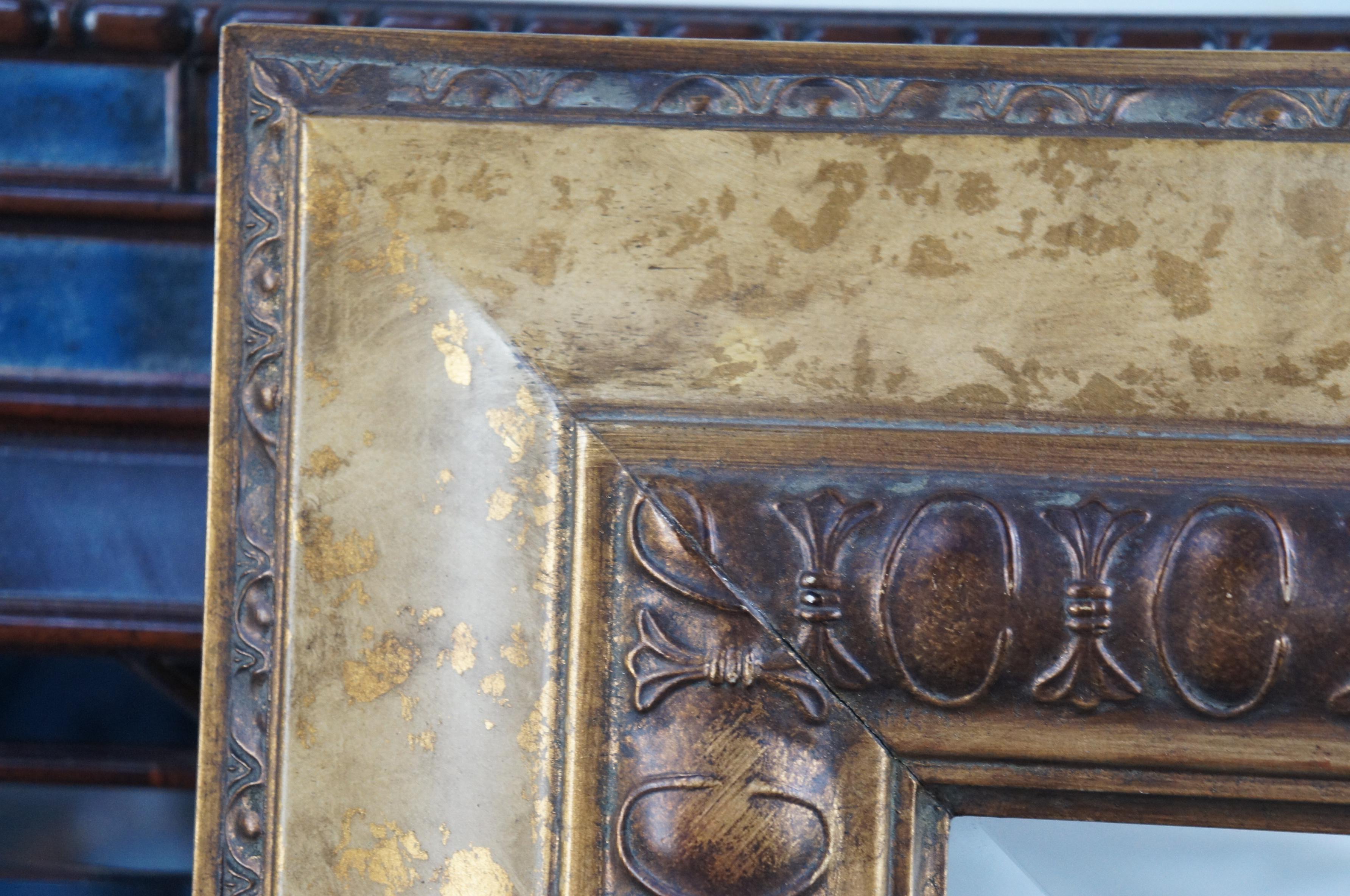 Large Heavy Rectangular Gold Beveled Overmantel Vanity Mirror 3