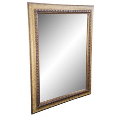 Large Heavy Rectangular Gold Beveled Overmantel Vanity Mirror
