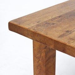 Large Heavy Rustic Brutalist Mid-Century Vintage Oak Dining Table