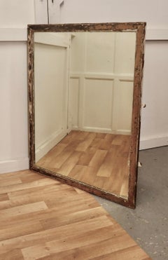 Antique Shabby Frame Wall Mirror, Aged Glass, Steampunk Style, 1900