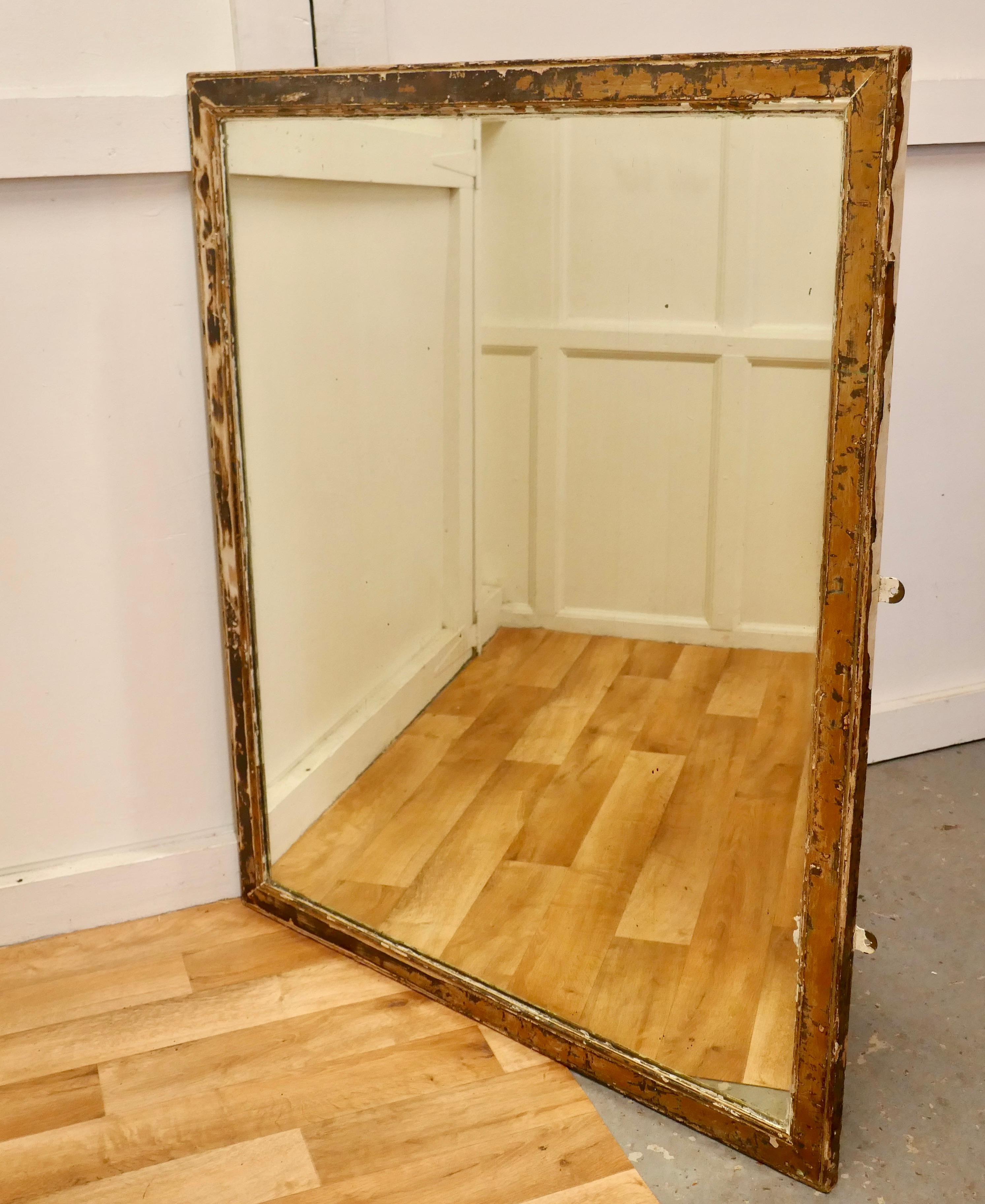 19th Century Large Heavy Shabby Frame Wall Mirror For Sale