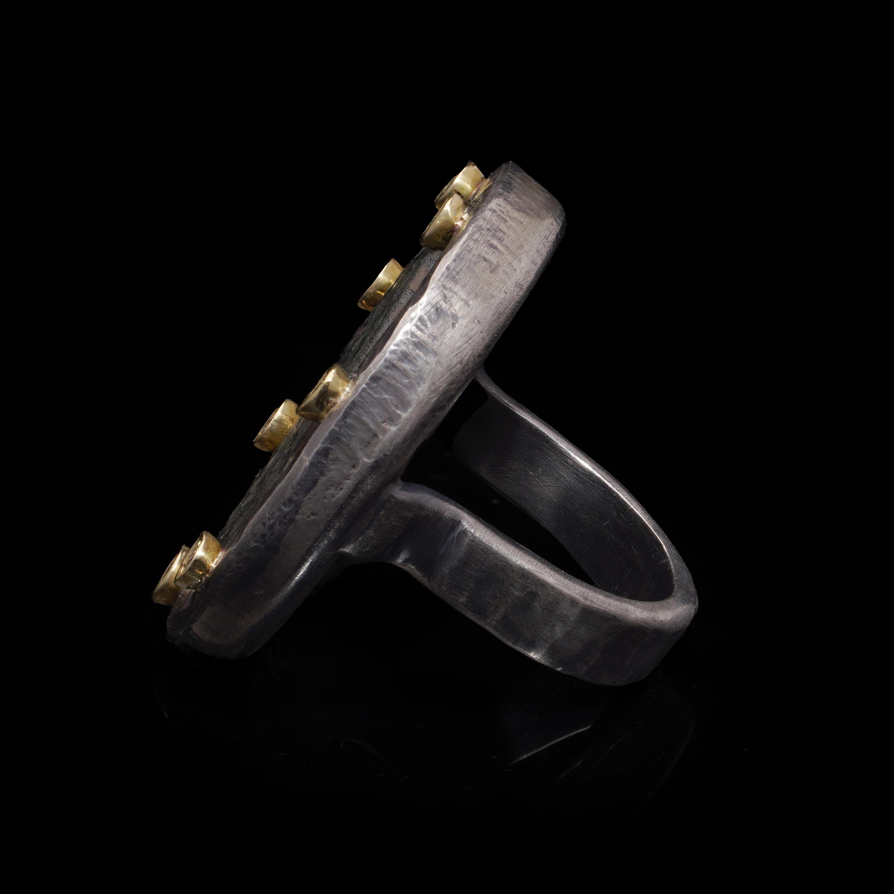 Romain classique Grande bague en argent lourd avec pièce ancienne en vente
