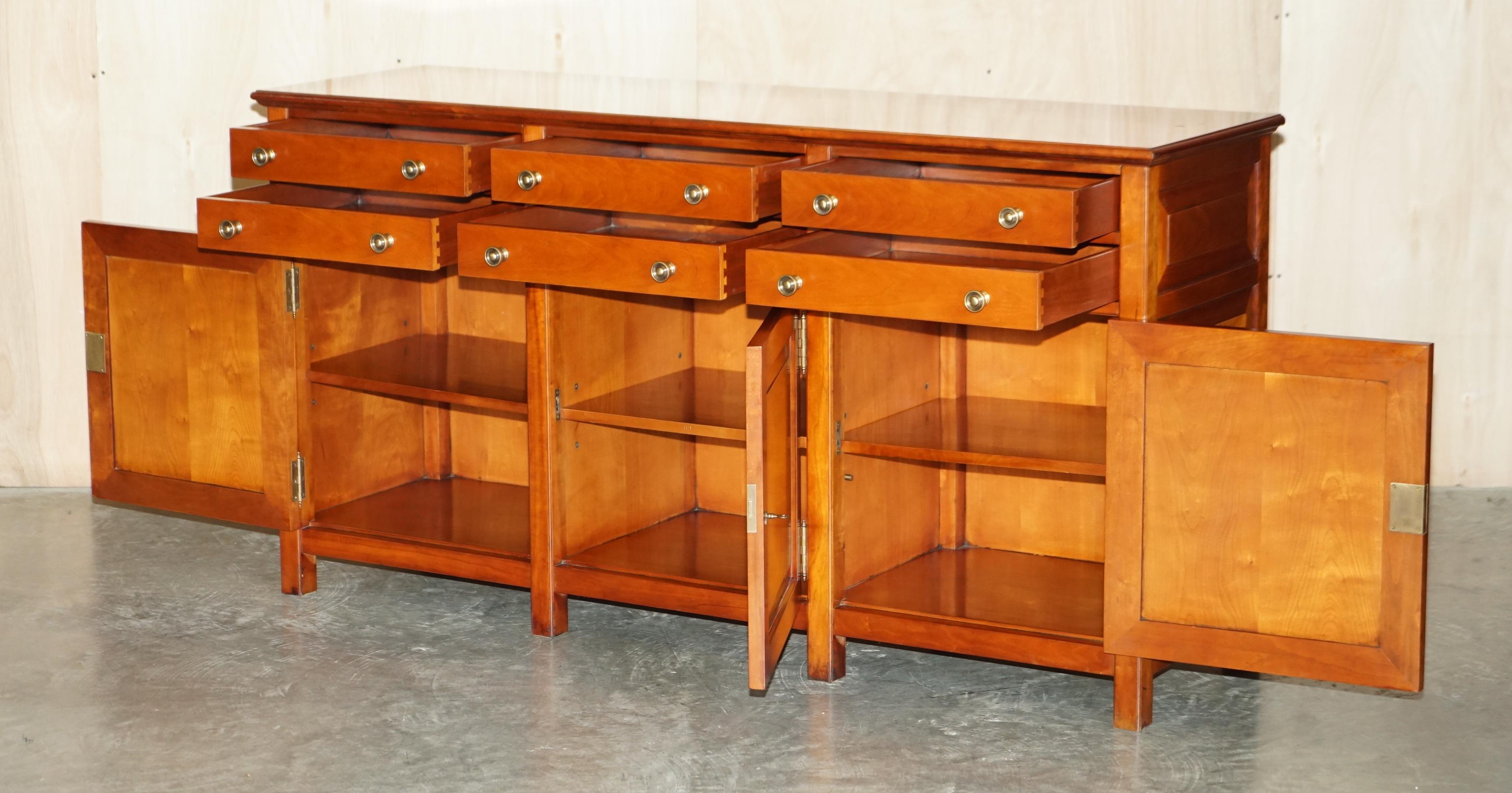 Large & Heavy Solid Cherrywood Multiyork Sideboard Cupboard with Six Drawers For Sale 9