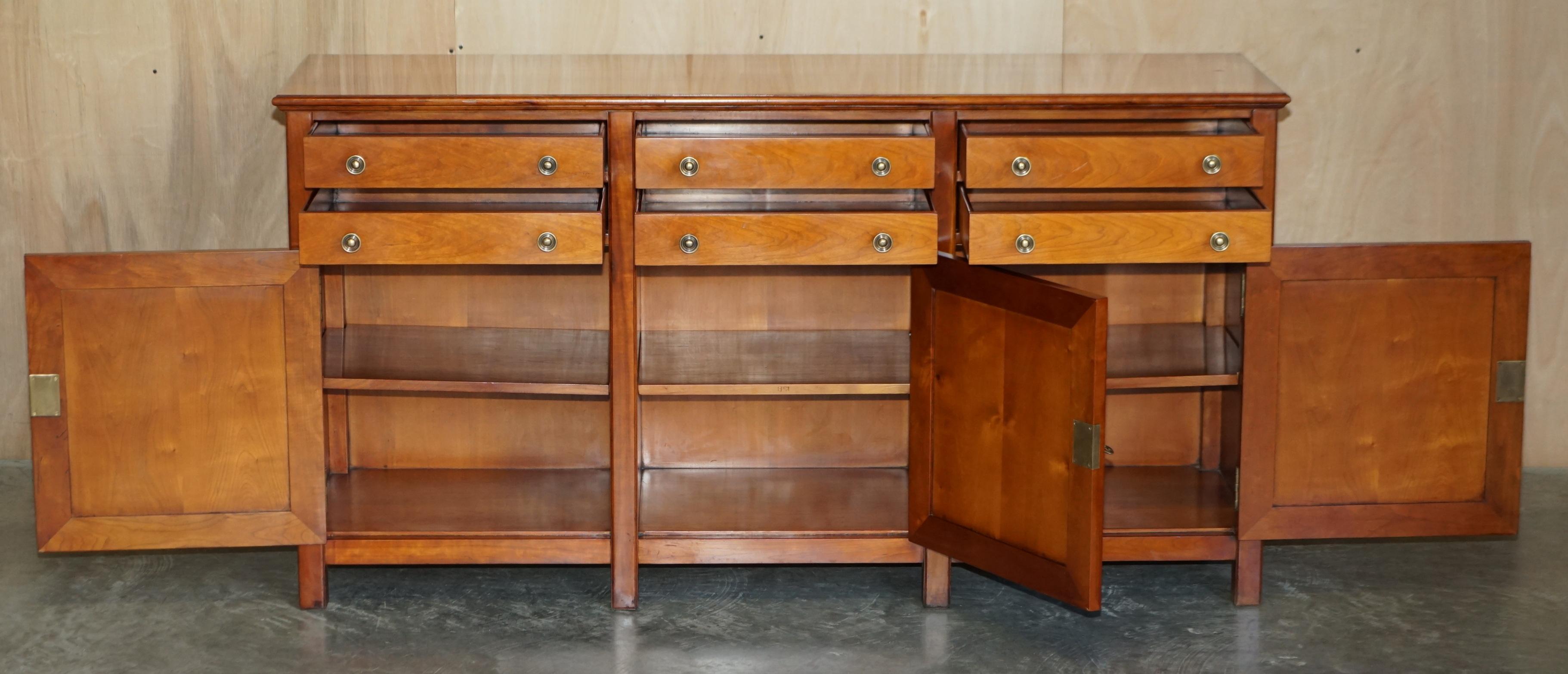 Large & Heavy Solid Cherrywood Multiyork Sideboard Cupboard with Six Drawers For Sale 10