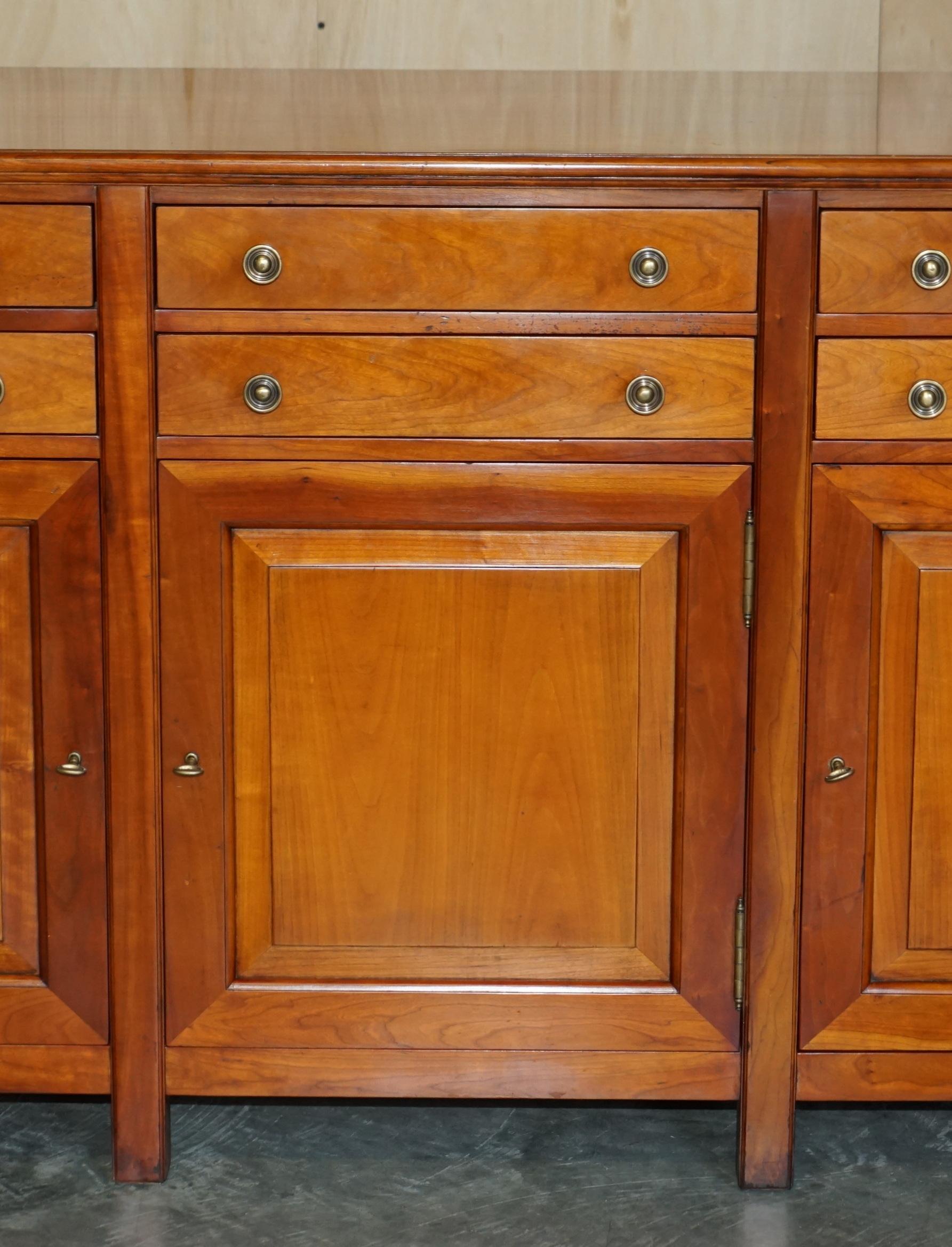 English Large & Heavy Solid Cherrywood Multiyork Sideboard Cupboard with Six Drawers For Sale