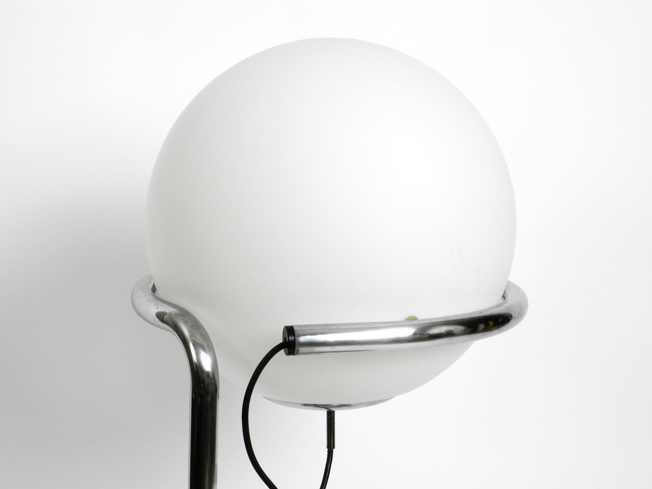 Large Heavy Space Age 1960s Tubular Steel Floor Lamp with Spherical Glass Shade For Sale 10