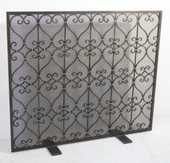 Large Heavy Spanish Revival Wrought Iron Fireplace Screen