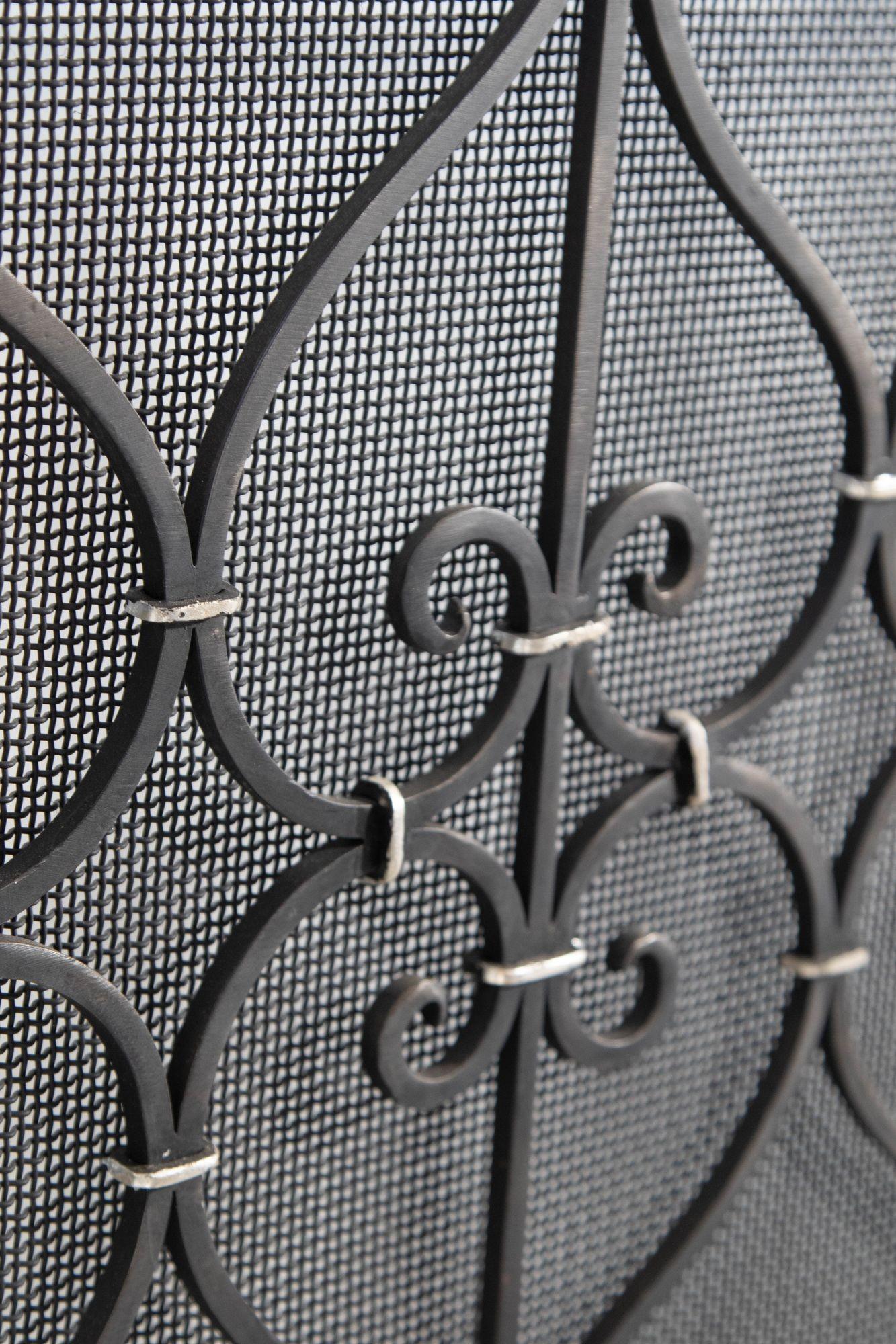 Hand-Crafted Large Heavy Spanish Revival Wrought Iron Fireplace Screen